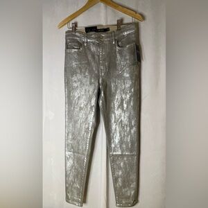 Ralph Lauren woman’s silver high rise skinny ankle super stretch jeans 8 NWT